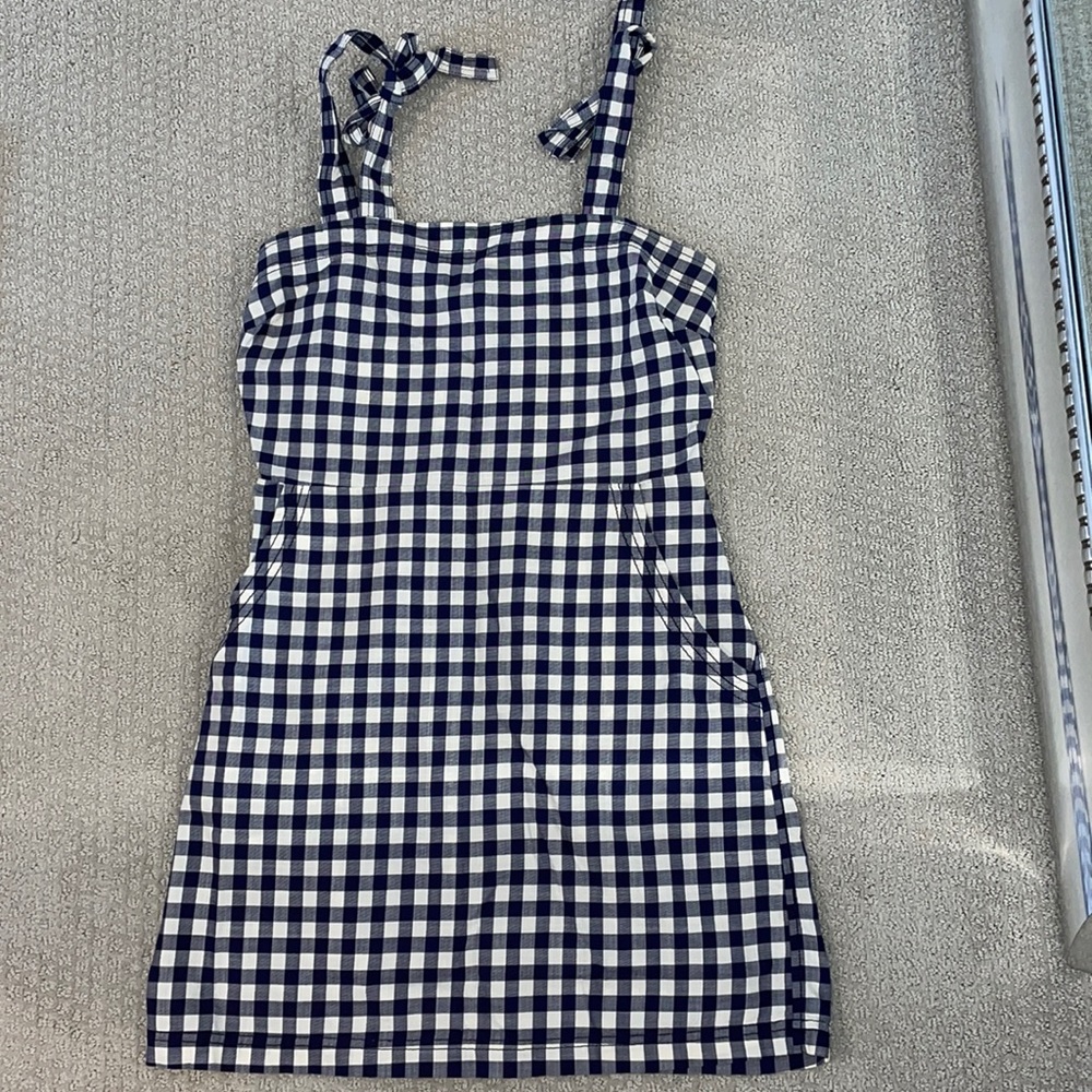 Macy and white checkered dress